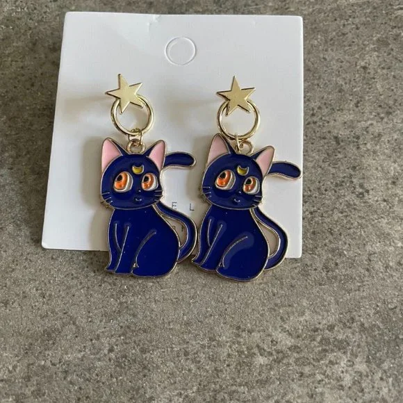 5/$20 Sailor Moon Cartoon Luna Anime Cat Earrings - Picture 2 of 6